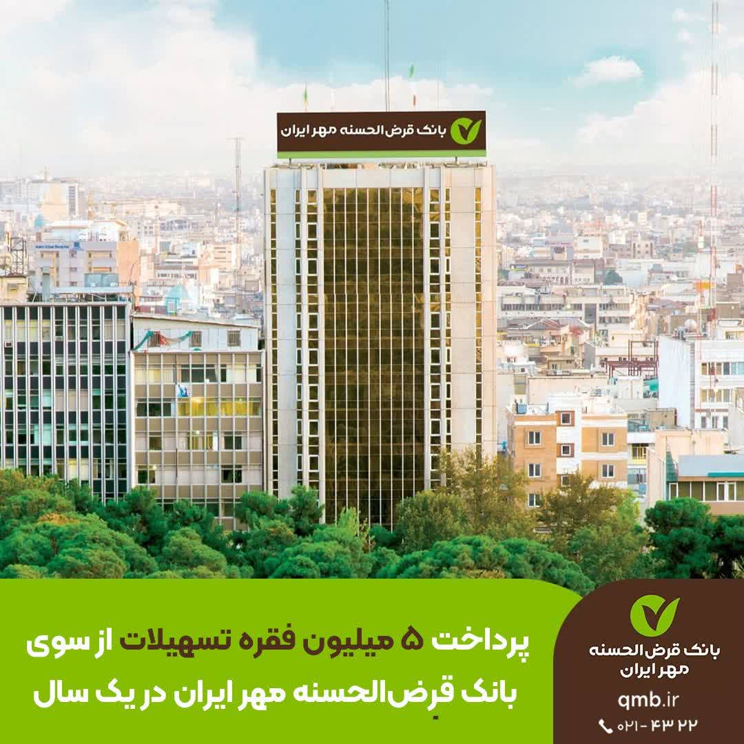پرداخت ۵ میلیون فقره تسهیلات از سوی بانک قرض‌الحسنه مهر ایران در یک سال